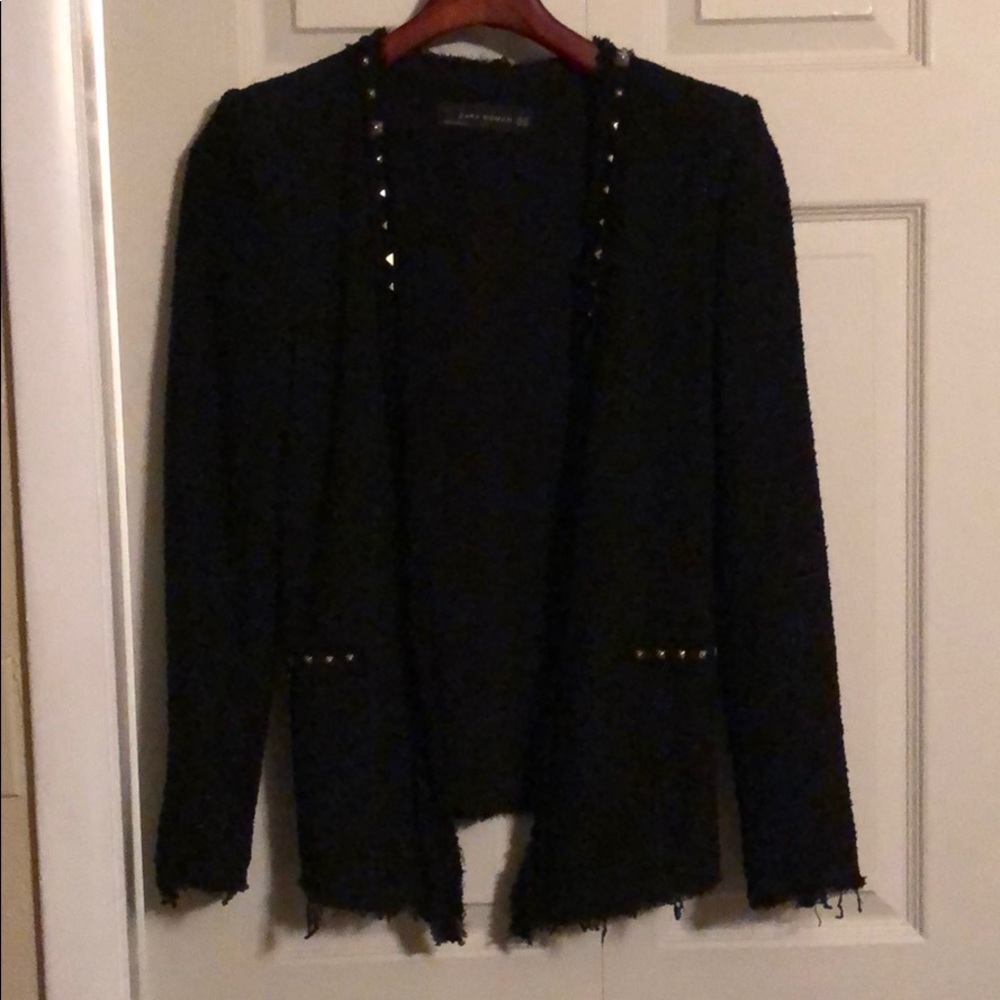 Zara Woman black tweed blazer size XS